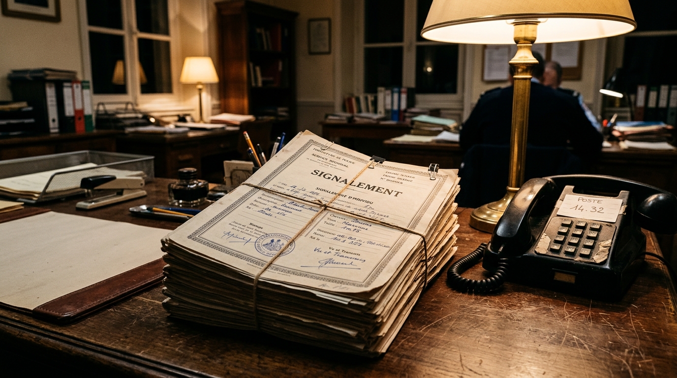 Documents de signalement empilés sur un bureau