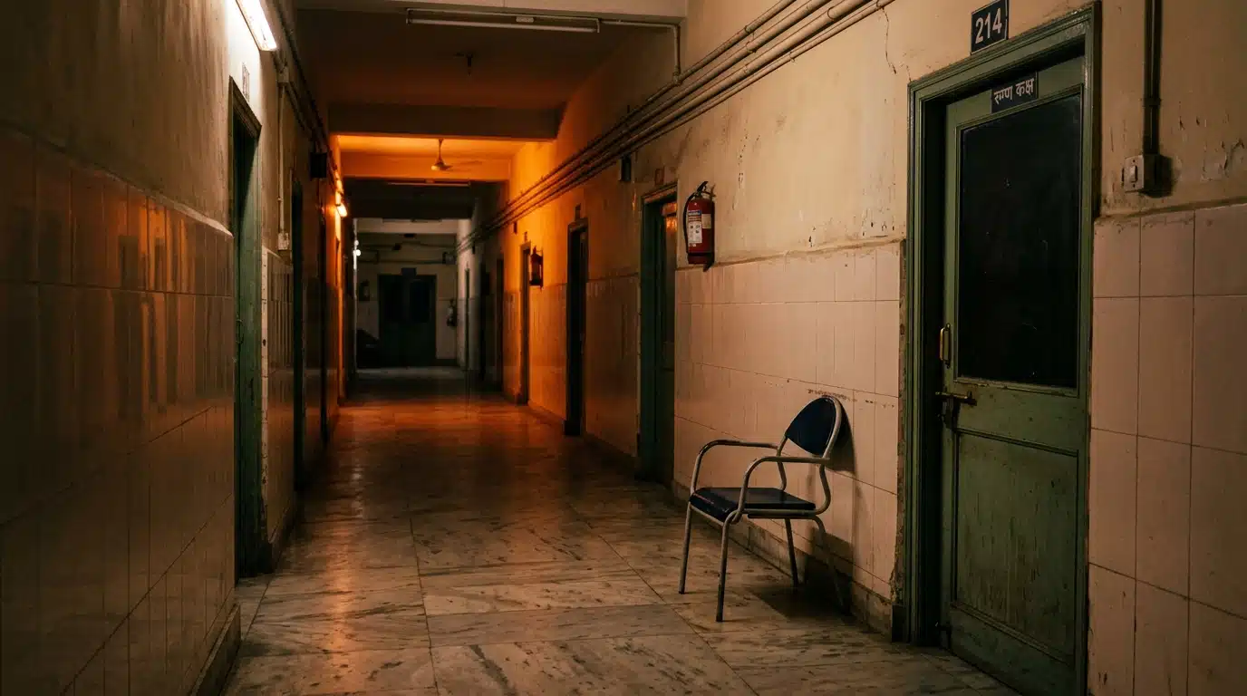 Couloir d'hôpital vide la nuit en Inde