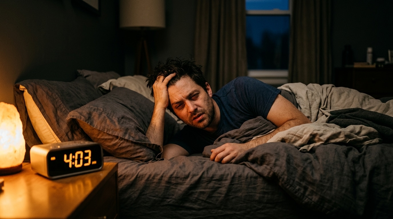 Personne se réveillant après une nuit de sommeil écourtée
