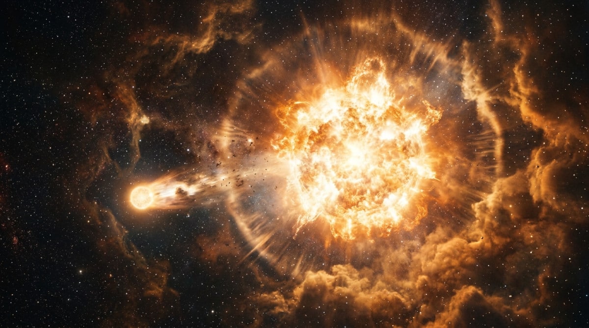 Explosion de supernova éjectant une étoile voisine