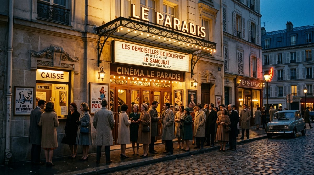 Façade d'un cinéma de quartier dans les années 1960