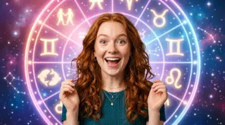 Femme émerveillée sous un ciel étoilé symbolisant l'horoscope du 24 août 2026