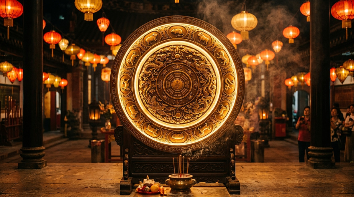 Femme méditant sous les bambous au lever du soleil, ambiance mystique de l'horoscope chinois