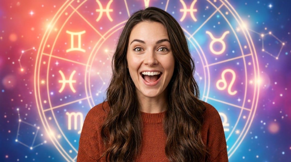 Femme rayonnante sous les étoiles évoquant la chance et l'amour dans l'horoscope de la semaine