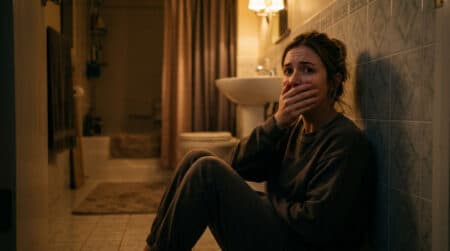 Femme ressentant une nausée soudaine la nuit