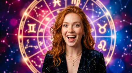 Femme sereine sous un ciel étoilé symbolisant l'horoscope du 10 août 2026