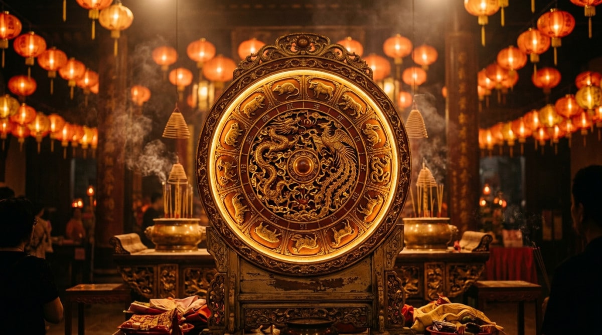 Femme souriante entourée d'une lumière dorée mystique évoquant l'horoscope chinois du 5 août 2026