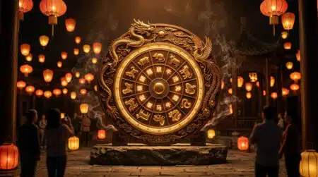 Femme souriante entourée d'une lumière dorée mystique symbolisant l'horoscope chinois du 17 août 2026