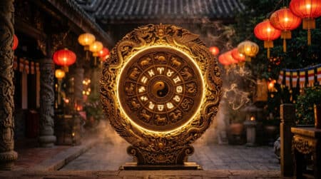 Femme souriante entourée d'une lumière dorée symbolisant l'énergie Bois-Yang de l'horoscope chinois du 6 août 2026