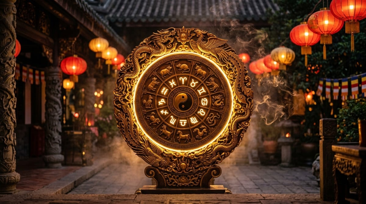 Femme souriante entourée d'une lumière dorée symbolisant l'énergie Bois-Yang de l'horoscope chinois du 6 août 2026