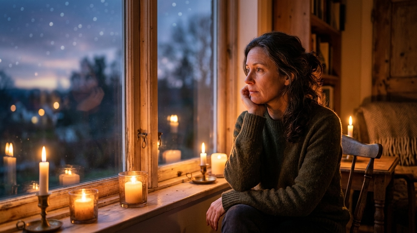 Femme pensive au crépuscule symbolisant la semaine noire astro