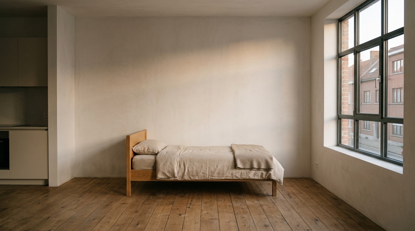 Appartement vide et minimaliste, symbole d'une vie sans possessions