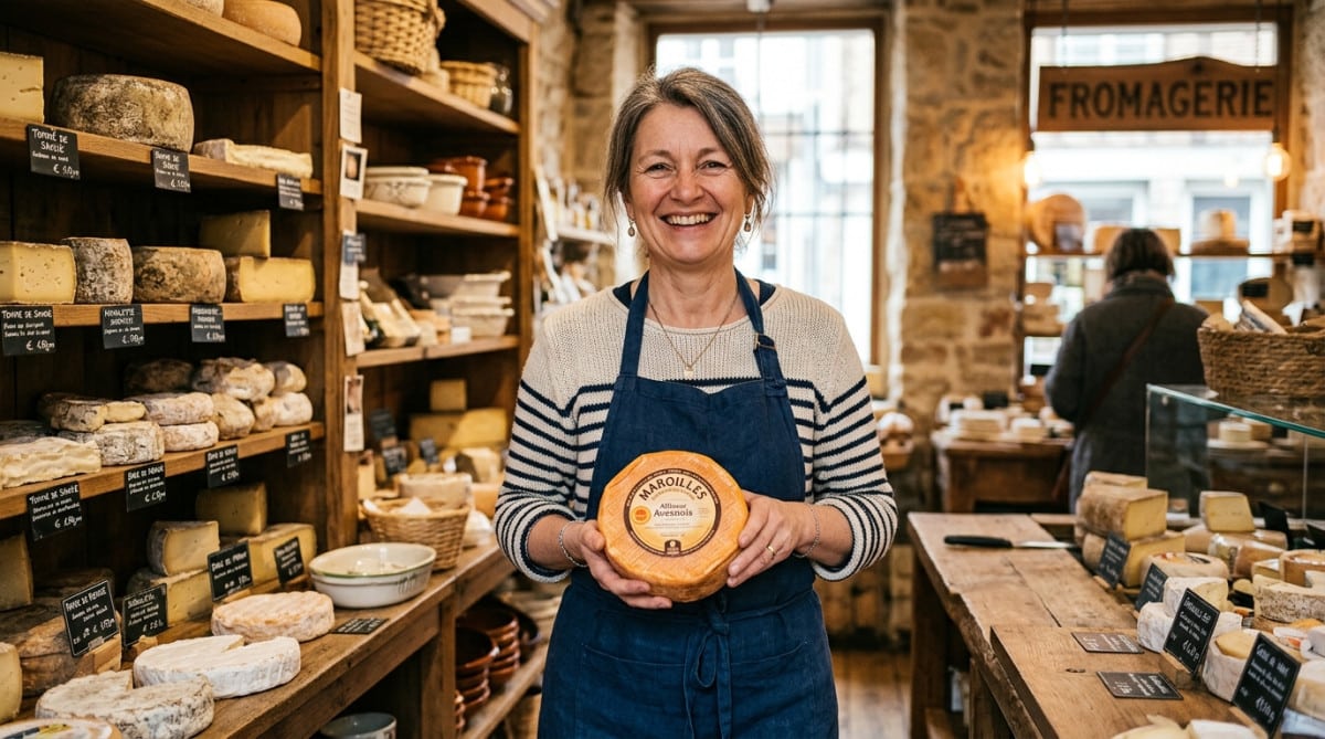 Fromagerie régionale avec meules de maroilles