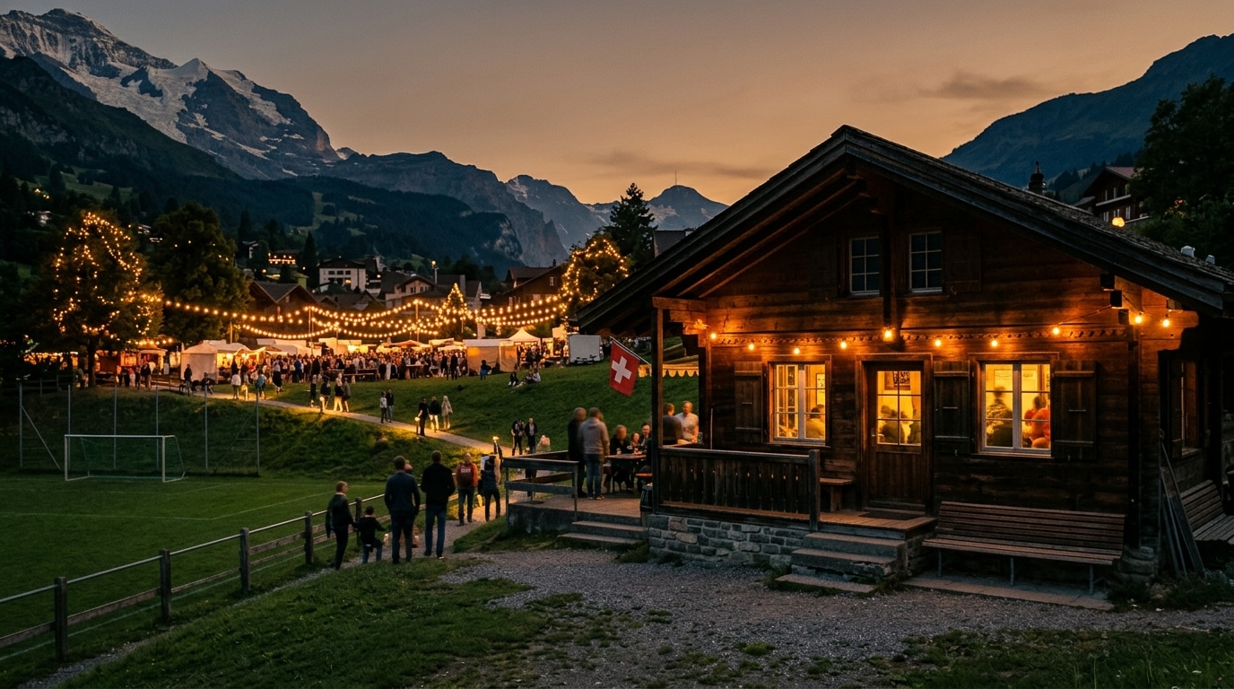 Club de football suisse lors d'une fête de village