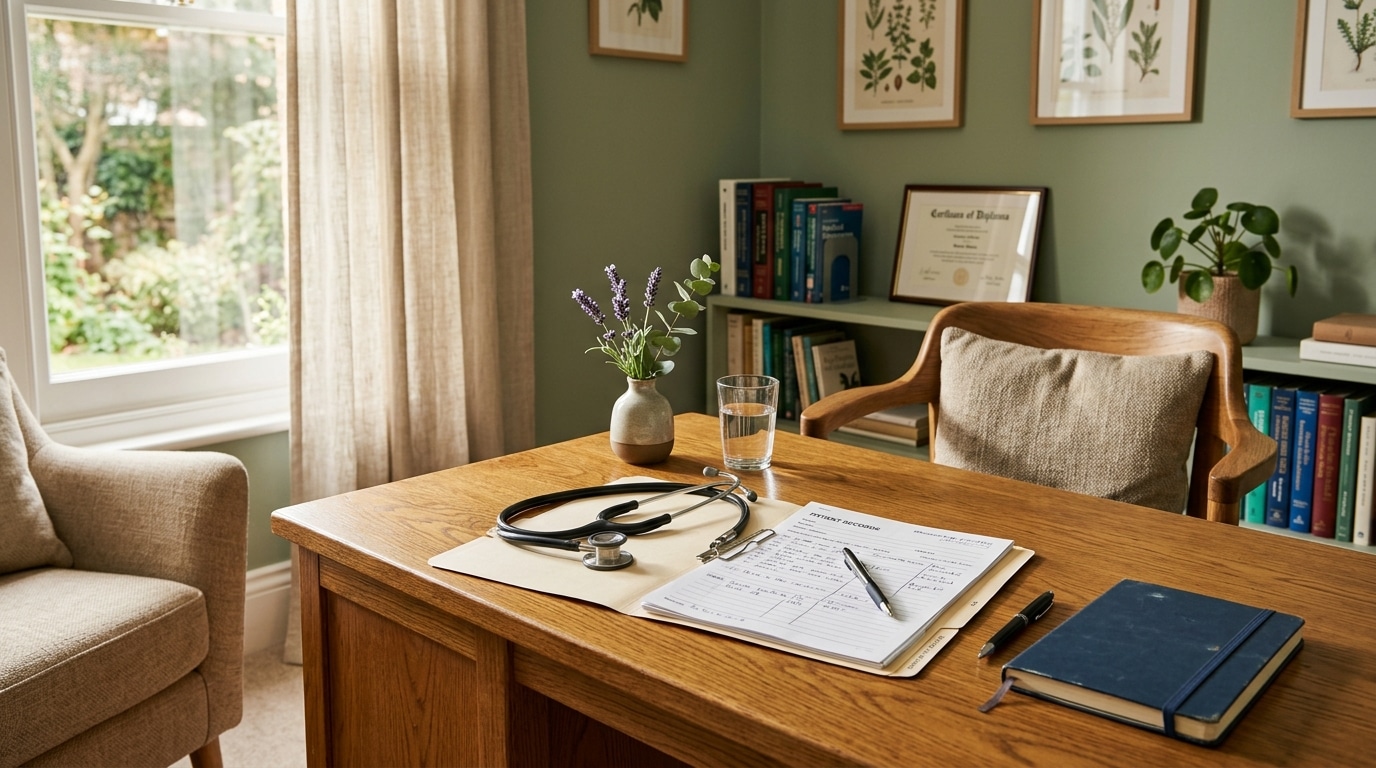 Bureau de consultation médicale avec stéthoscope