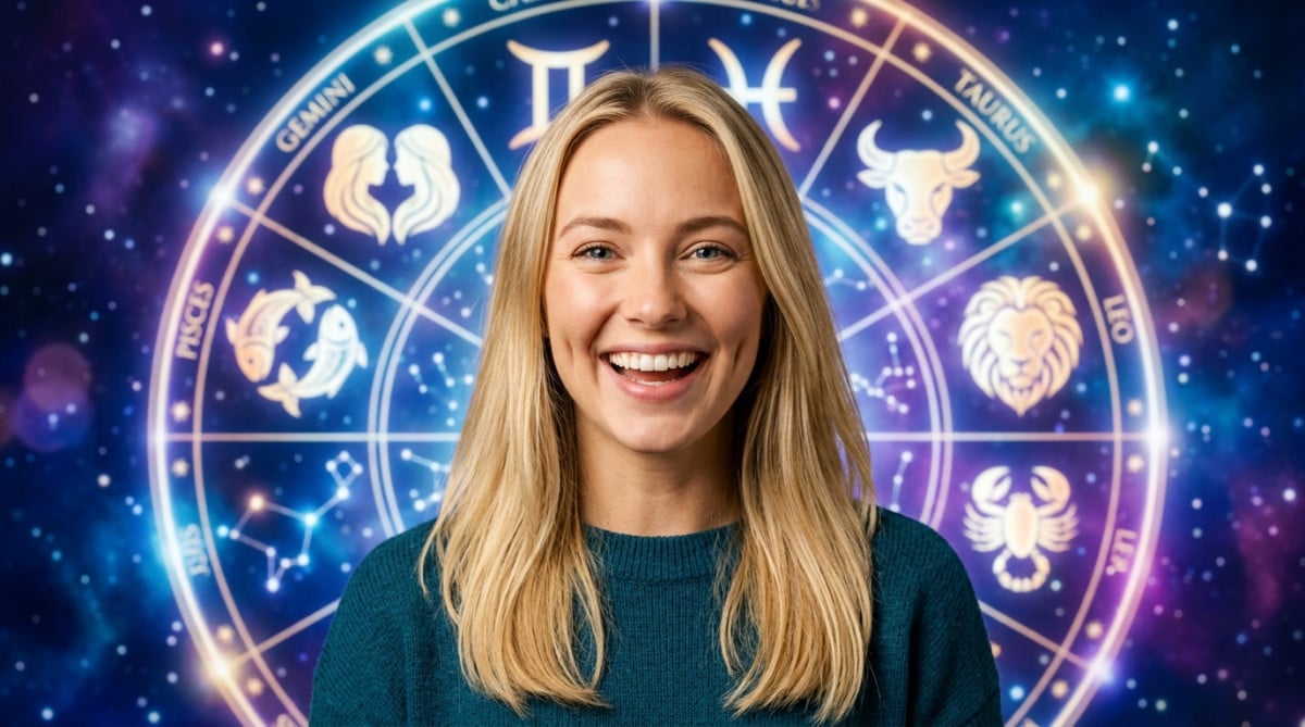 Homme contemplant une galaxie mystique dorée illustrant les prédictions astrologiques du jour