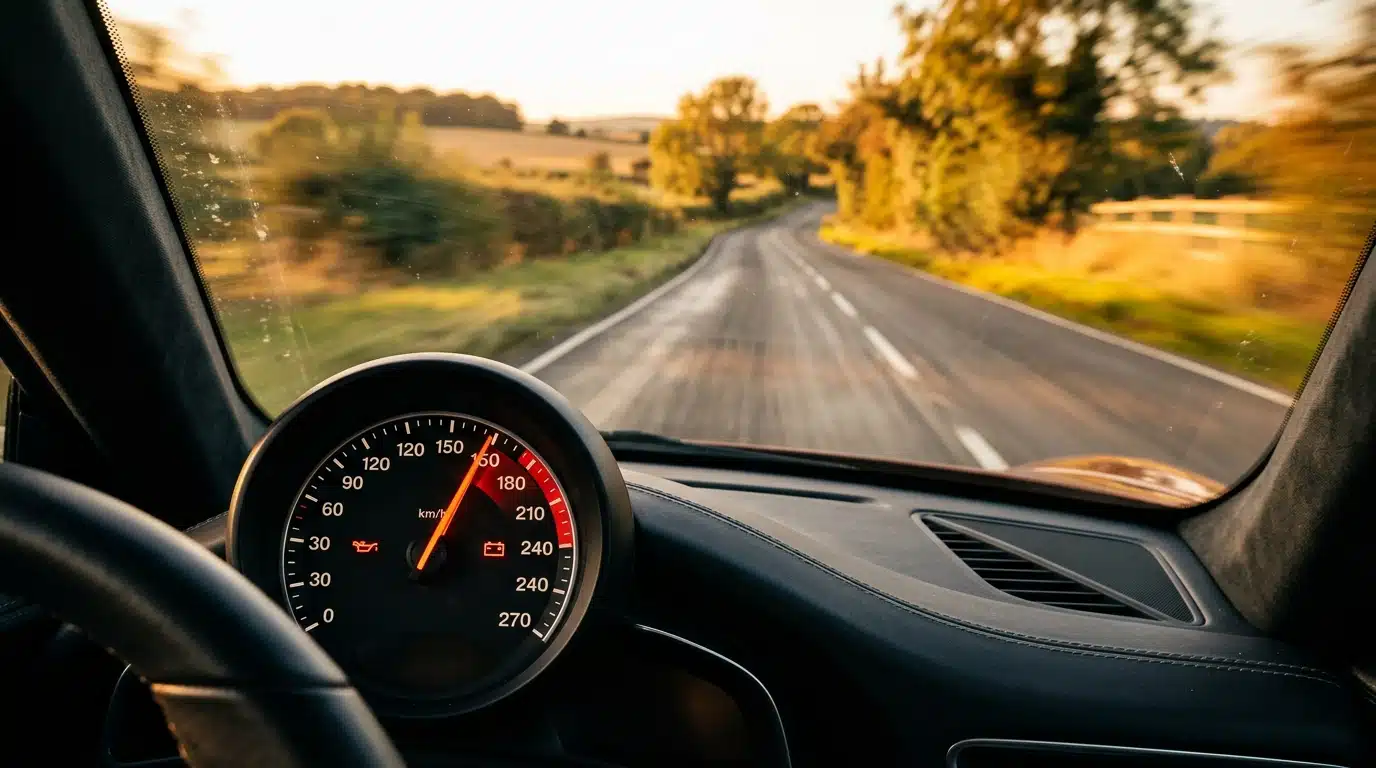 compteur de vitesse affichant une allure excessive au volant