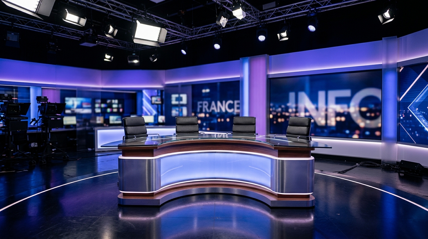 Plateau de télévision vide évoquant l'émission sur CNews