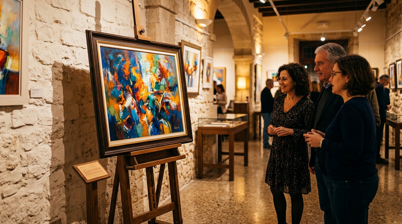 Tableau du bébé peintre exposé dans une galerie espagnole