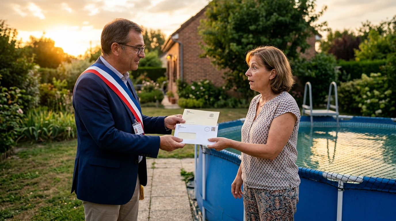 Courrier de mairie remis au propriétaire de la piscine