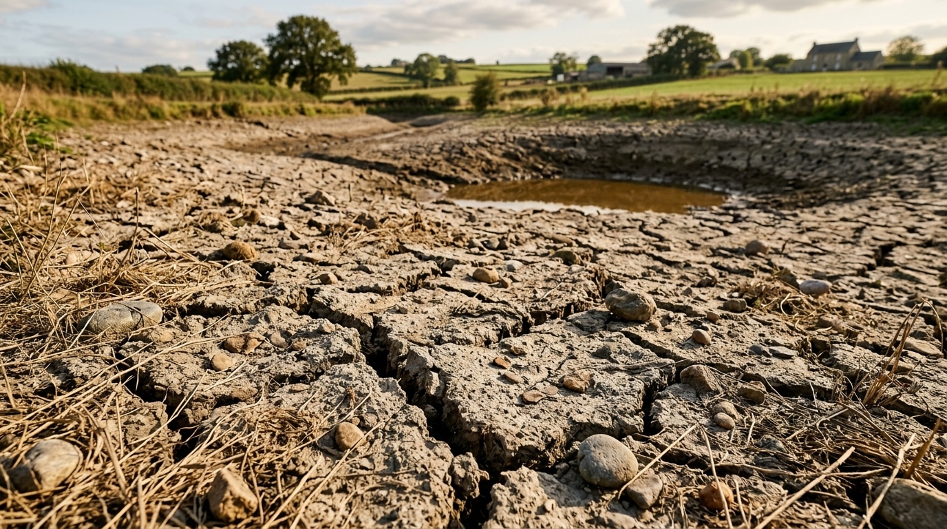 Agriculteur âgé inquiet devant un ruisseau à sec
