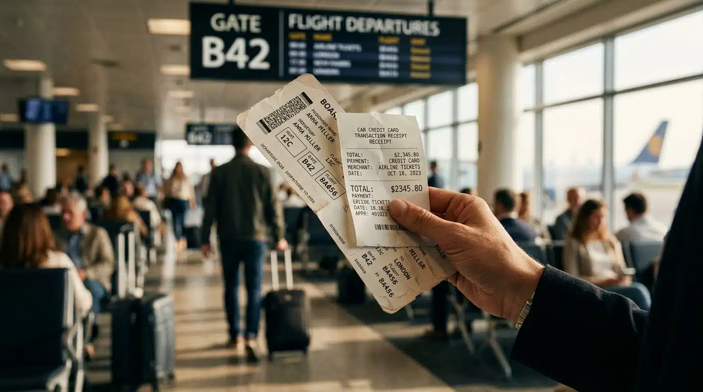 Main tenant carte d'embarquement et reçu de paiement