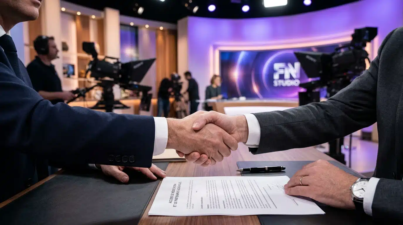 Poignée de main sur un bureau avec contrat