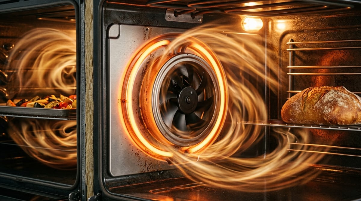 Illustration de la circulation d'air chaud dans un four