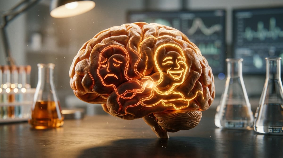 Illustration des circuits cérébraux du rire et de la tristesse