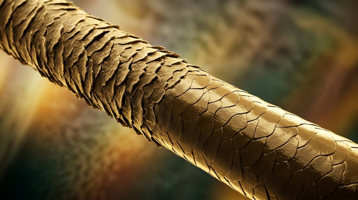 Illustration des écailles de la cuticule capillaire ouvertes et fermées