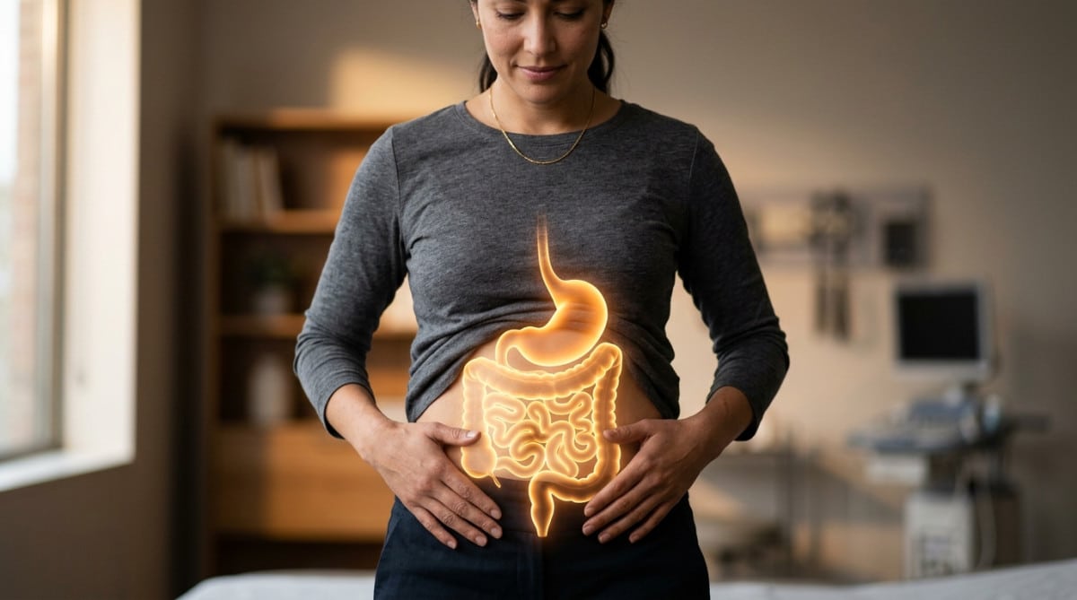 Illustration du système digestif et du trajet des gaz intestinaux