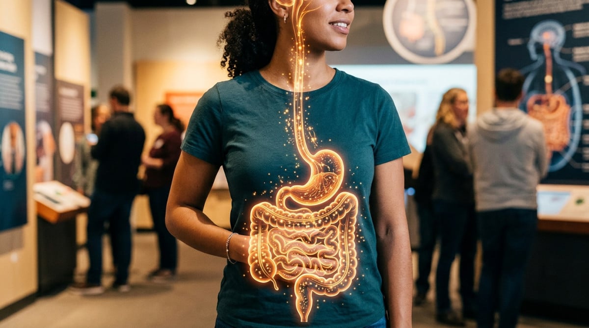 Illustration du système nerveux intestinal en action