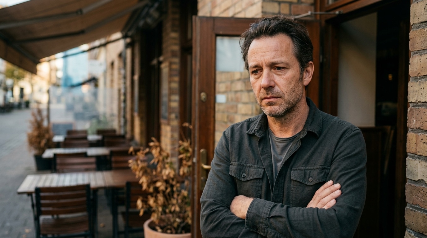 Restaurateur inquiet devant des tables peu remplies