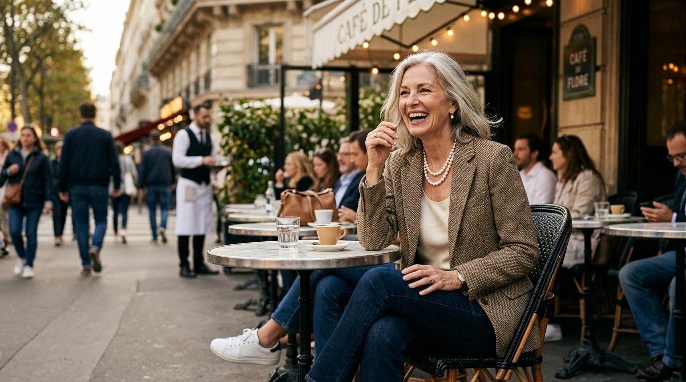 Style mix chic décontracté blazer tweed et baskets