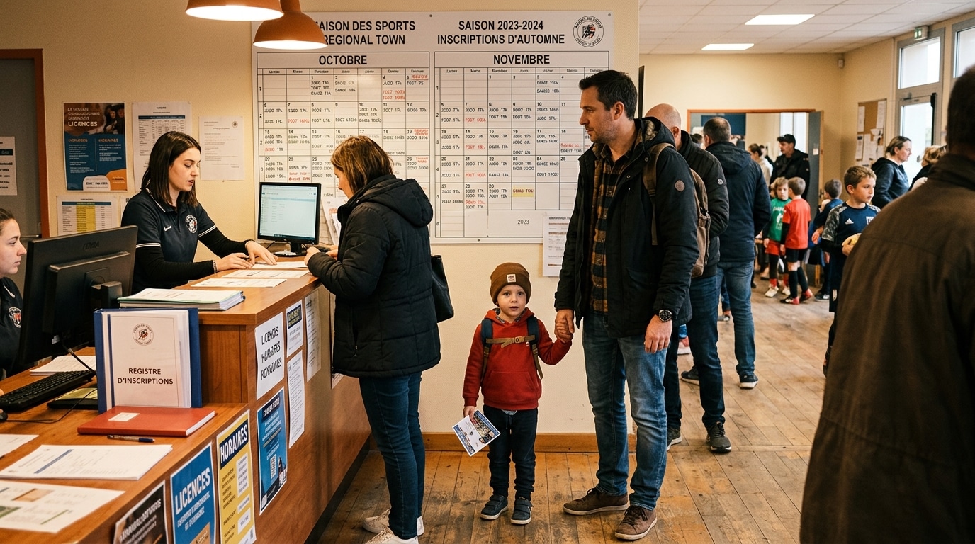 File d'attente devant un club de sport lors des inscriptions