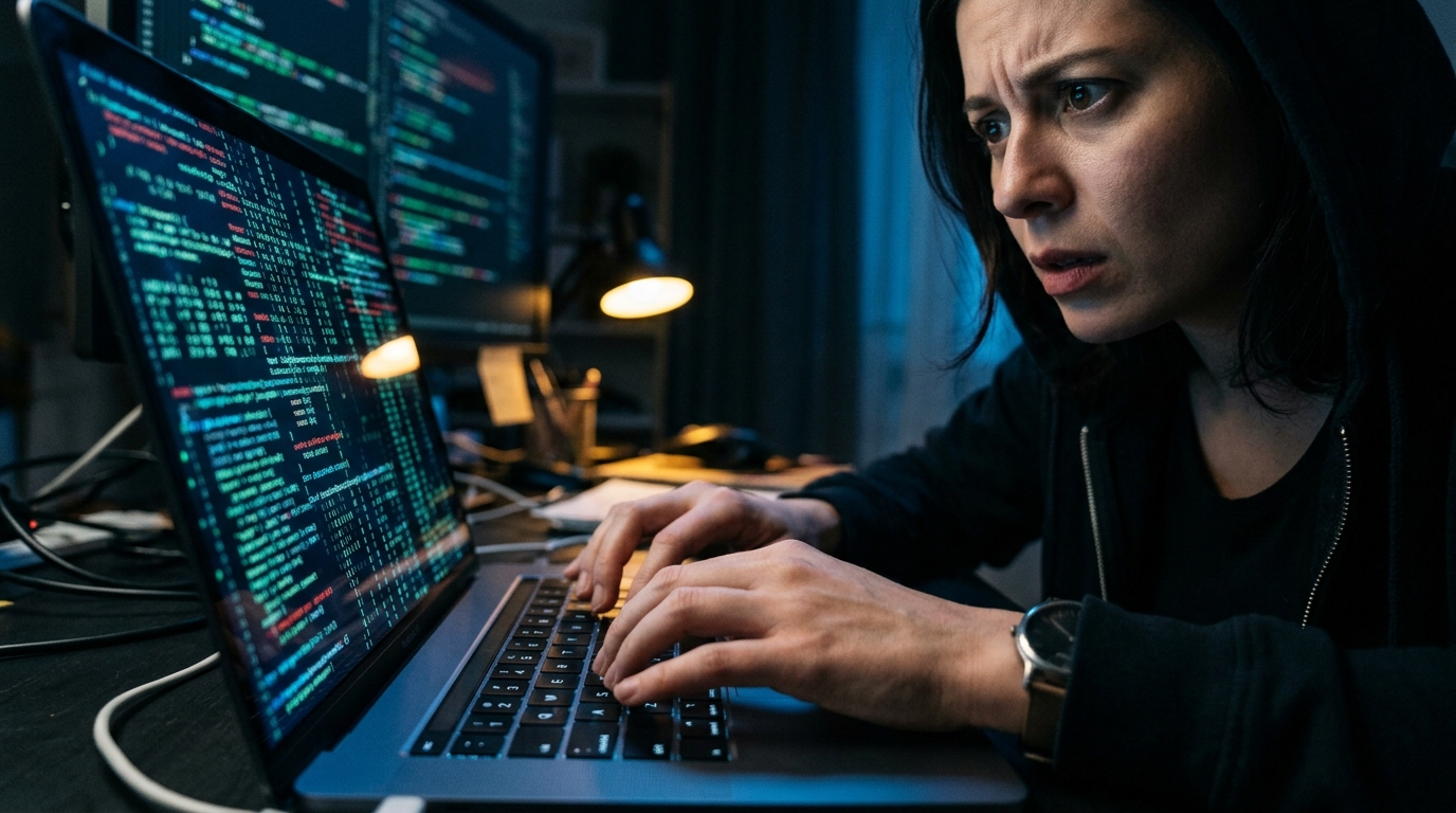 Mains tapant sur un clavier lors d'un piratage informatique