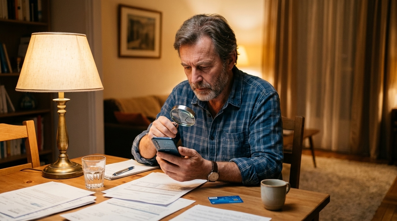 Homme vérifiant son compte bancaire après une fuite de données