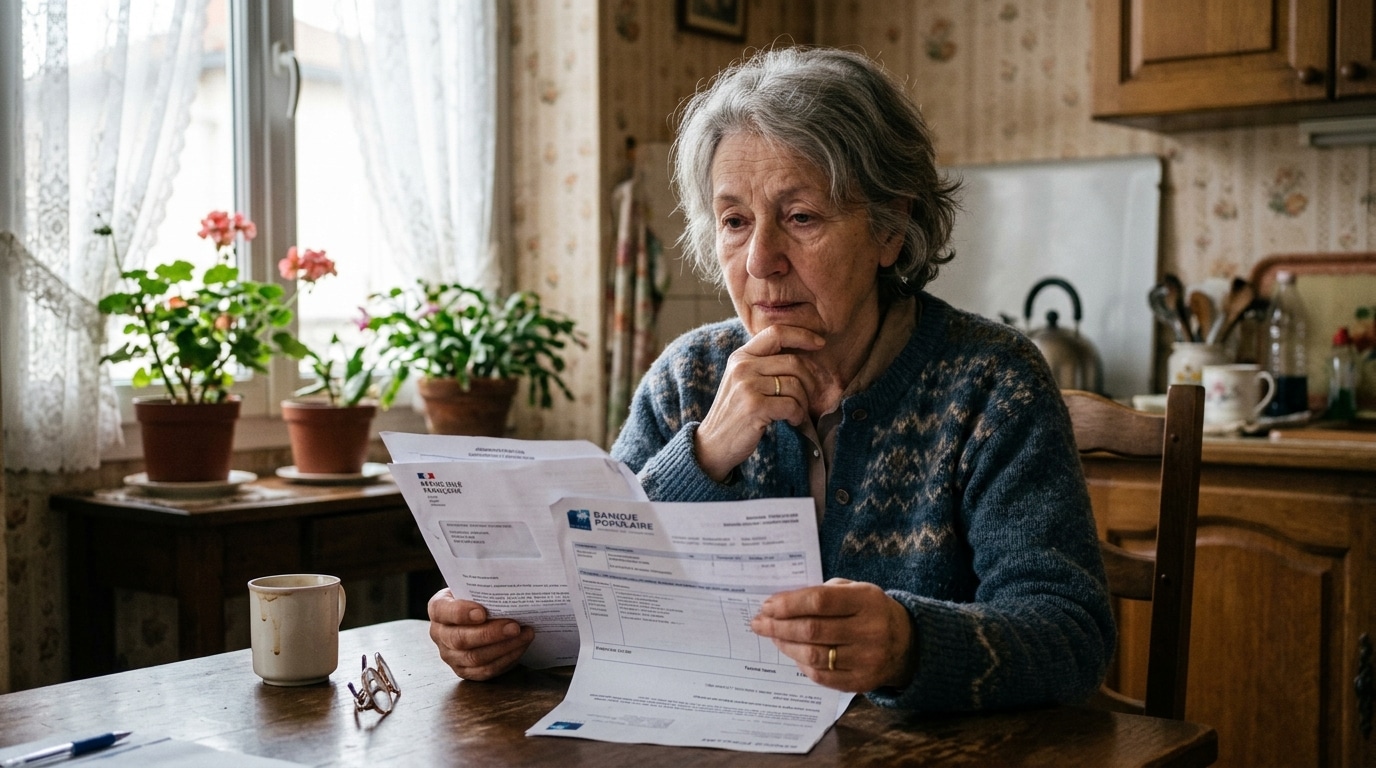 Retraité consultant ses documents administratifs à table