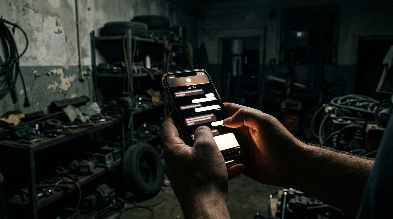 Mains tenant un smartphone allumé dans l'obscurité