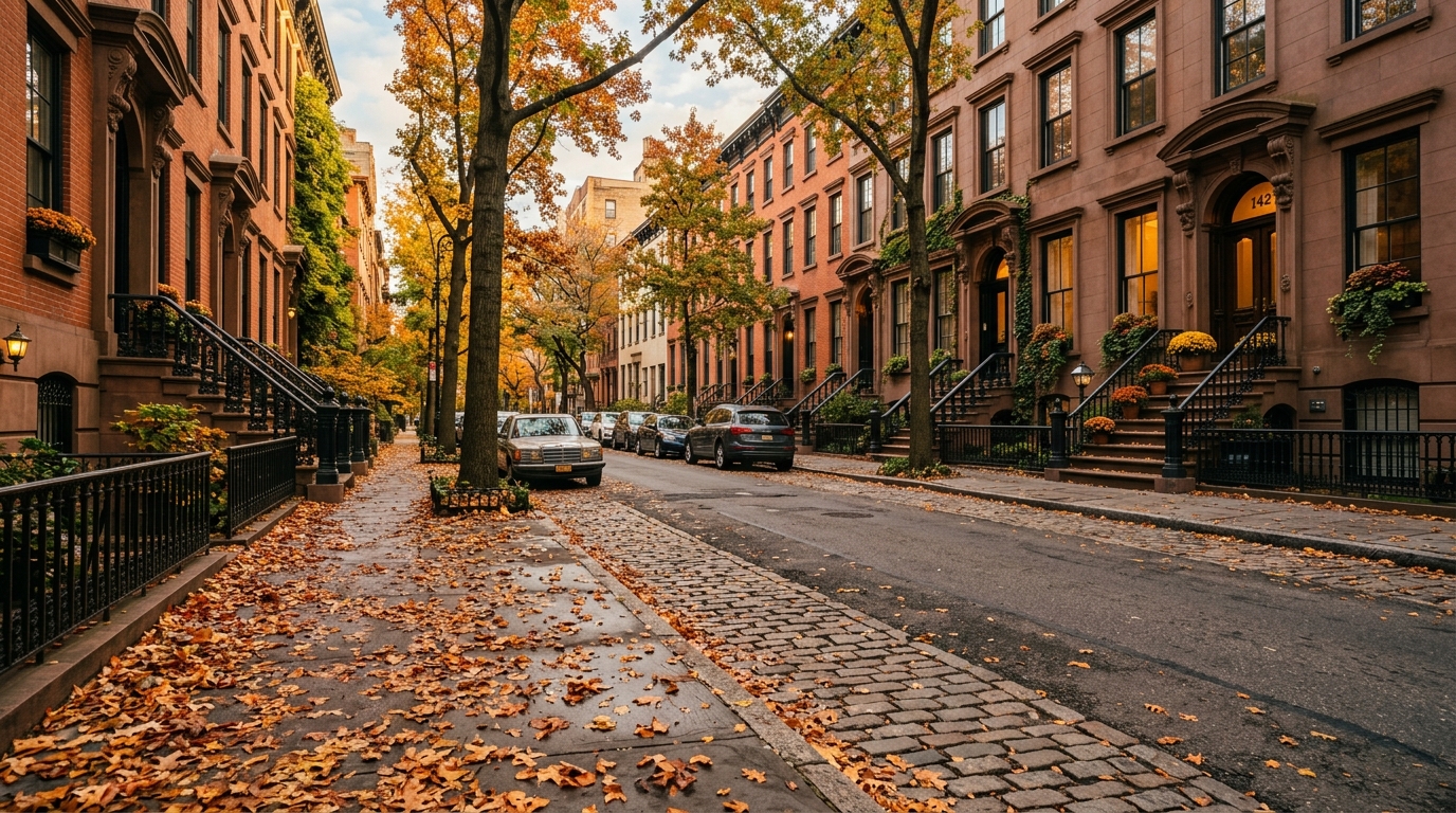 Rue calme de Greenwich Village à New York en automne