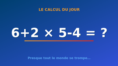 Le calcul du jour : 6+2 × 5-4 — vendredi 7 août 2026