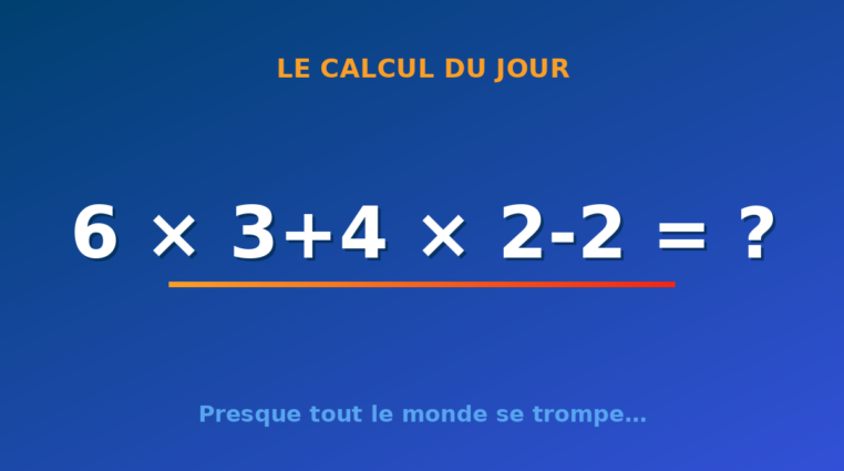 Le calcul du jour : 6 × 3+4 × 2-2 — vendredi 14 août 2026