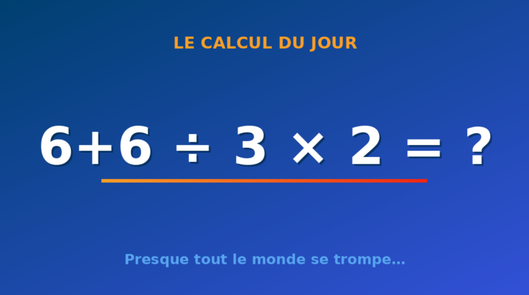 Le calcul du jour : 6+6 ÷ 3 × 2 — mercredi 19 août 2026