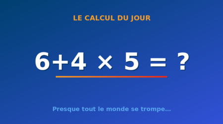 Le calcul du jour : 6+4 × 5 — samedi 22 août 2026