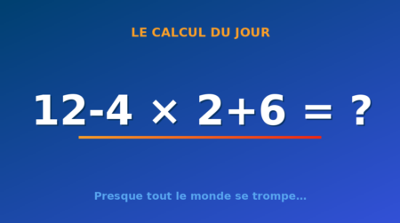 Le calcul du jour : 12-4 × 2+6 — dimanche 30 août 2026