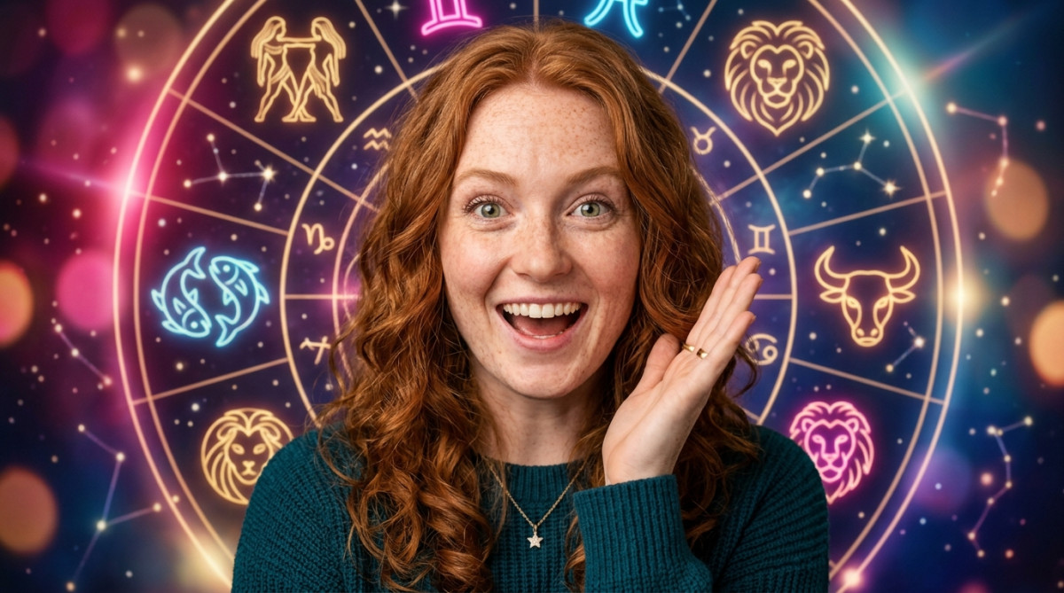 Jeune femme souriante entourée d'une lumière dorée mystique évoquant l'horoscope du dimanche 30 août 2026