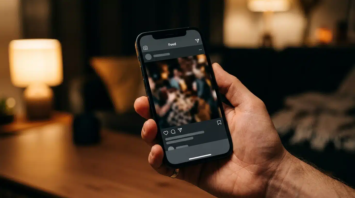 Smartphone affichant une application de réseau social