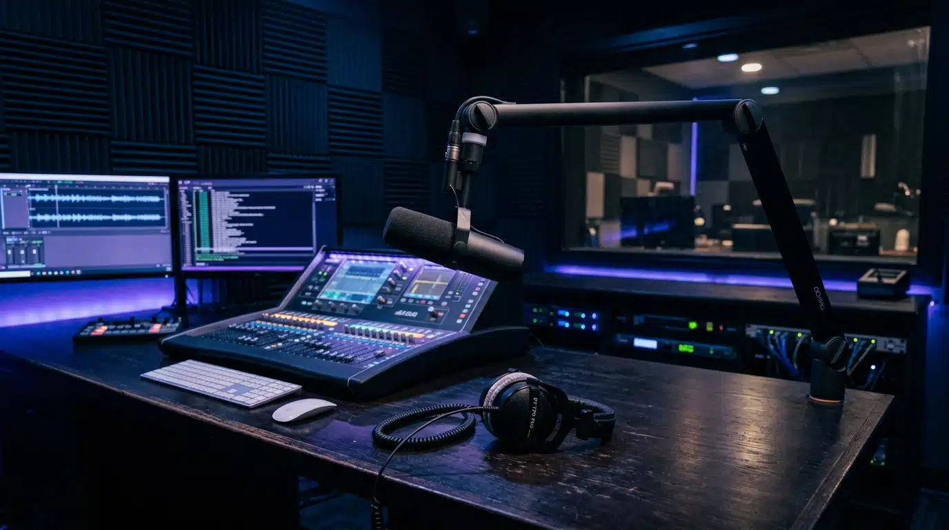 Studio de radio vide évoquant les émissions controversées de libre antenne