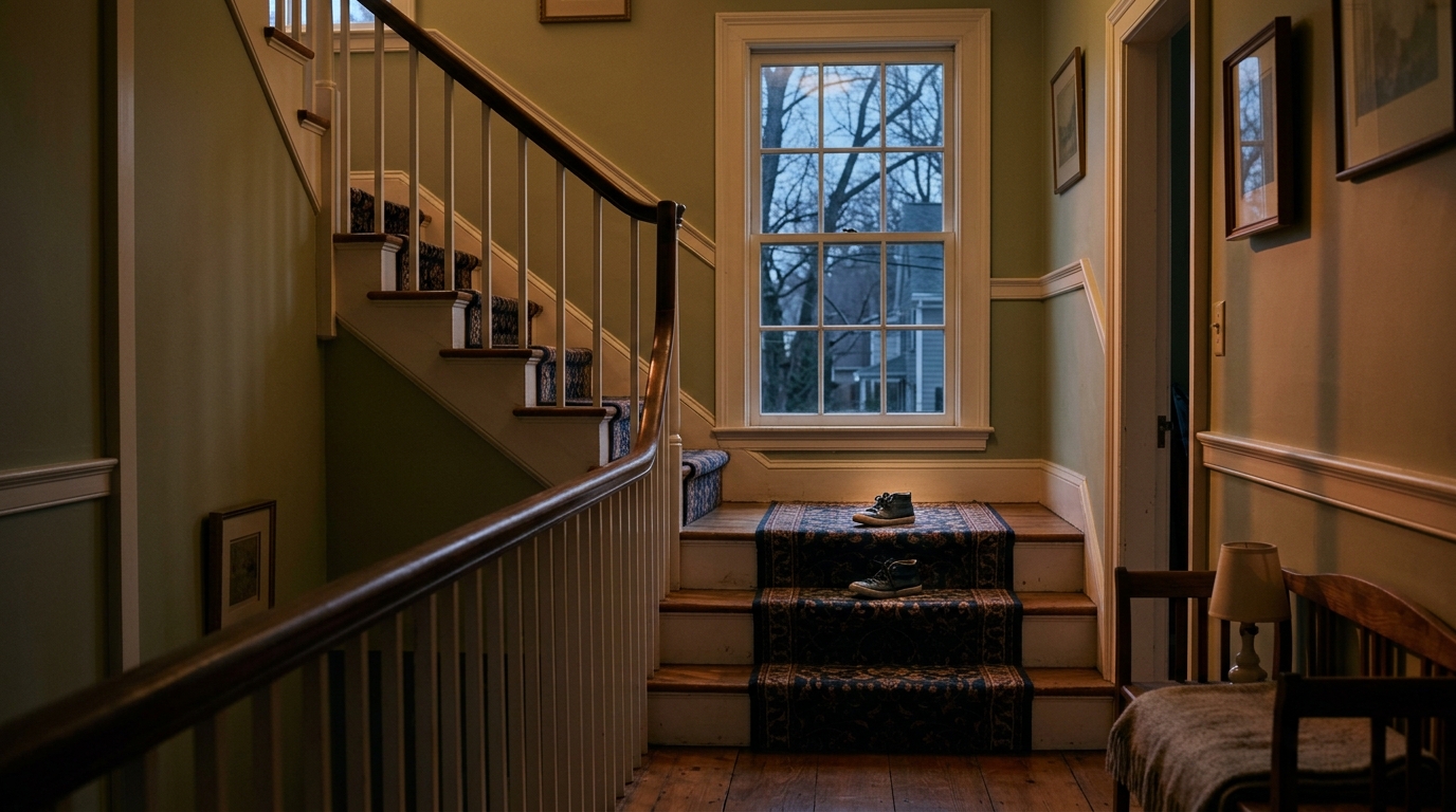 Escalier de maison avec ambiance dramatique