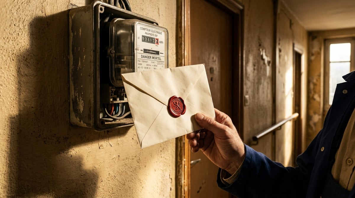 Lettre recommandée près d'un compteur électrique